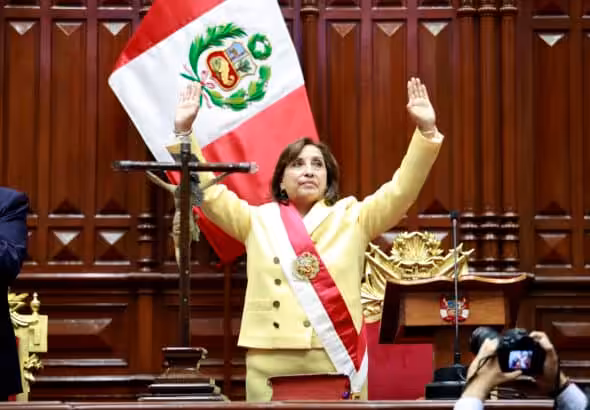 Dina Boluarte being sworn in as president in 2022. Photo: Presidency of the Republic of Peru.