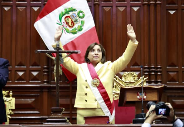 Dina Boluarte being sworn in as president in 2022. Photo: Presidency of the Republic of Peru.