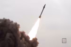 Frame grab from an undated video shows the moment of the launch of a hypersonic ballistic missile by Yemen’s Armed Forces towards the occupied Palestinian territories. Photo: PressTV/file photo.
