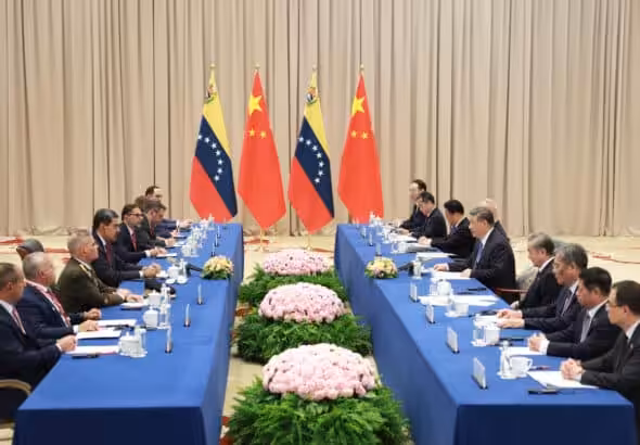 Chinese President Xi Jinping holds a high-level meeting with Venezuelan President Nicolás Maduro during the celebrations for the 80th anniversary of the victory in the Soviet Union's Great Patriotic War, Moscow, Russia, May 9, 2025. Photo: Xinhua/Ding Haitao.
