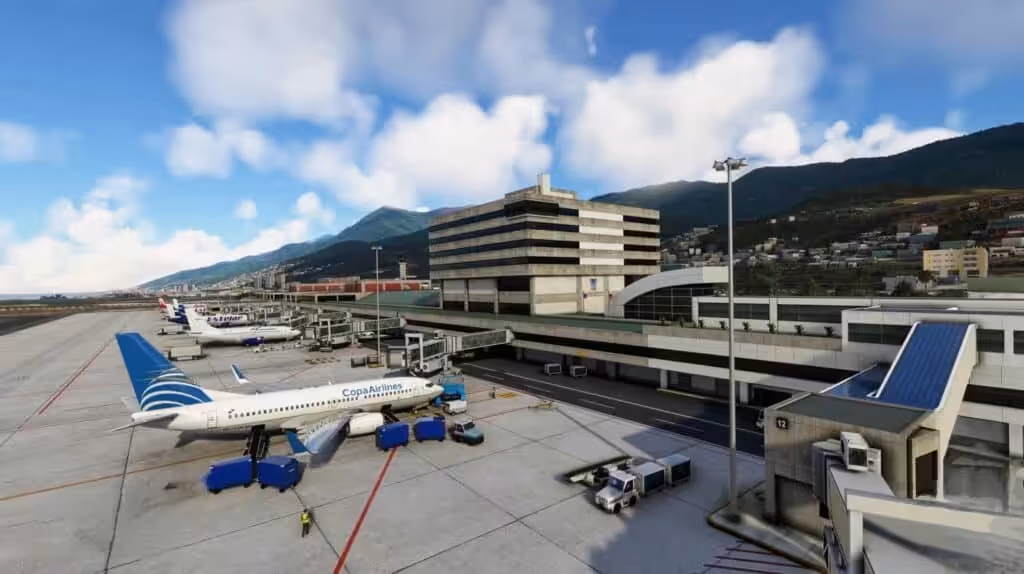 Simulated view of the Simón Bolívar International Airport in Maiquetía, La Guaira state. Photo: MSFS/File photo.