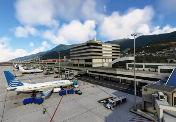 Simulated view of the Simón Bolívar International Airport in Maiquetía, La Guaira state. Photo: MSFS/file photo.