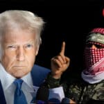 US President Donald Trump and Abu Obeida, the spokesperson for the Al-Qassam Brigades. Photo: Palestine Chronicle.