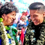 Bolivia's Senate President Andrónico Rodríguez (right), with former President Evo Morales (left). Photo: Infobae/File photo.