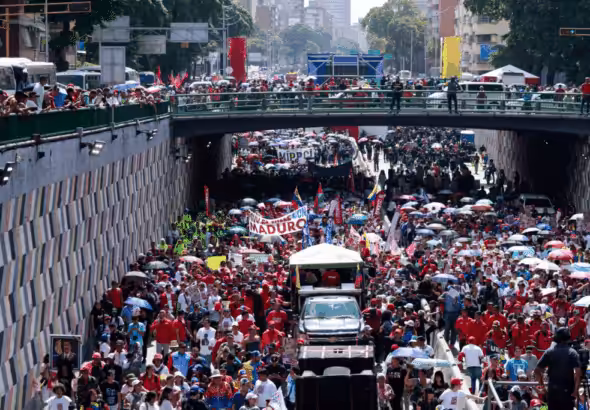 A part of the International Workers' Day march in Caracas, Venezuela, May 1, 2025. Photo: VTV.