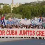 Cuban workers of the CTC, mass organizations, and visitors from 75 countries march to the Plaza of the Revolution in Havana to celebrate International Workers’ Day 2025. File photo.