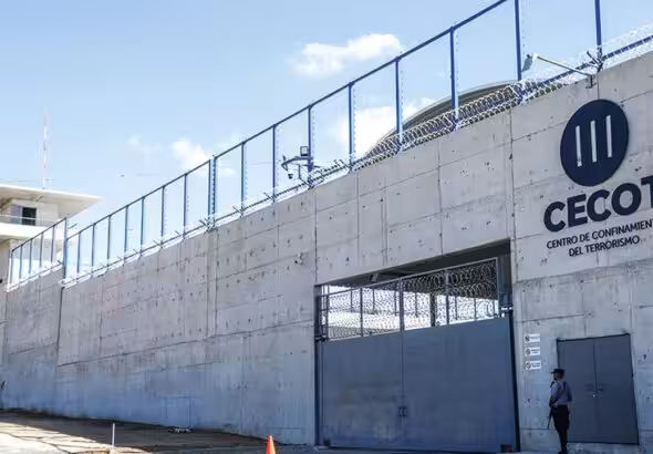 Terrorism Confinement Center (CECOT), the high-security prison in El Salvador where 252 Venezuelans are being held illegally. File photo.