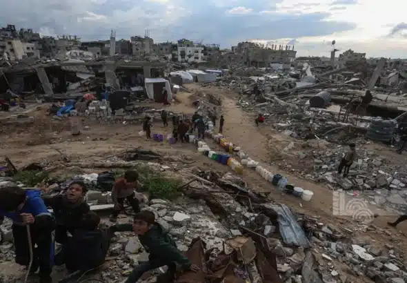 Children in Gaza, February 2025. Photo: Palestine News & Information Agency, WAFA.