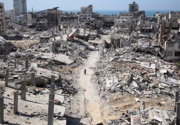 Aerial view of Gaza City shows extreme devastation caused by Israeli bombardments. Photo: AFP.