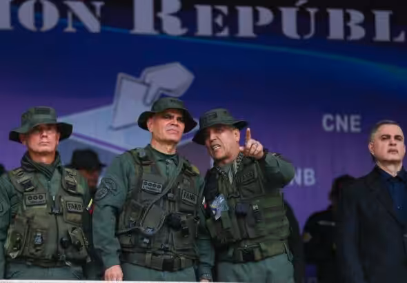 Venezuelan Defense Minister Vladimir Padrino López (second from left) at the launch of the security deployment for the May 25 elections. Photo: Fausto Torrealba/AVN.