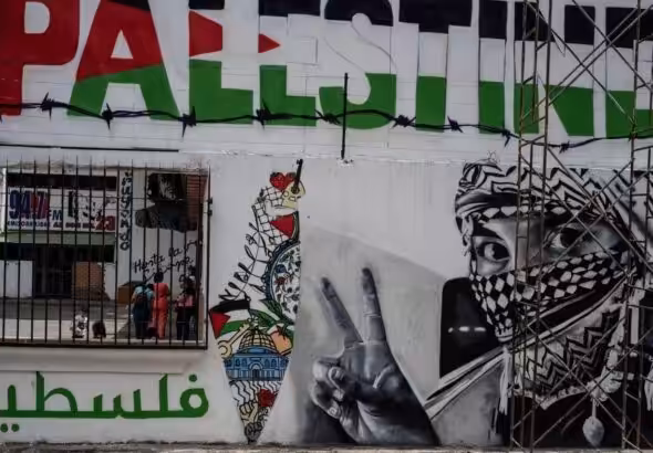 A mural in Caracas, Venezuela, expressing support for Palestine. Photo: Threads/@actforpal1.