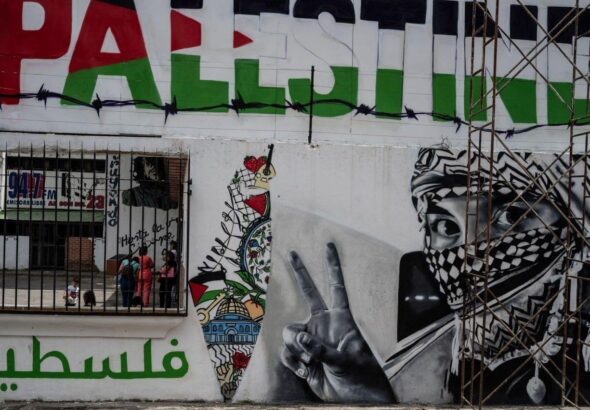 A mural in Caracas, Venezuela, expressing support for Palestine. Photo: Threads/@actforpal1.