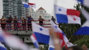 Panamanians protest against a memorandum of understanding with the US, in Panama City, April 29, 2025. Photo: Matias Delacroix/AP.