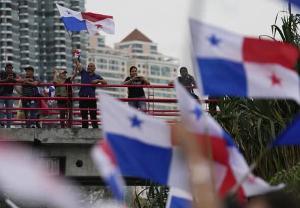 Panamanians protest against a memorandum of understanding with the US, in Panama City, April 29, 2025. Photo: Matias Delacroix/AP.