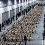 A group of 2,000 detainees are moved to CECOT on March 15, 2023. Photo: Getty Images.