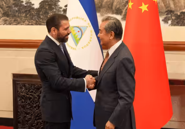 The head of the Nicaraguan delegation Presidential Advisor Laureano Ortega Murillo (Left) and the Minister of Foreign Affairs of the People's Republic of China, Wang Yi (Right) on May 12, 2025 in Beijing, China. Photo: File Image/Kawsachun News.