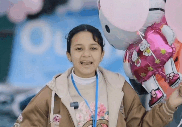 Yaqeen Hammad was Gaza’s youngest media activist and the youngest volunteer in a charity team. Photo: video grab.