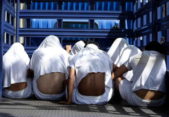 People detained under El Salvador's state of emergency. Photo: EFE/Rodrigo Sura.