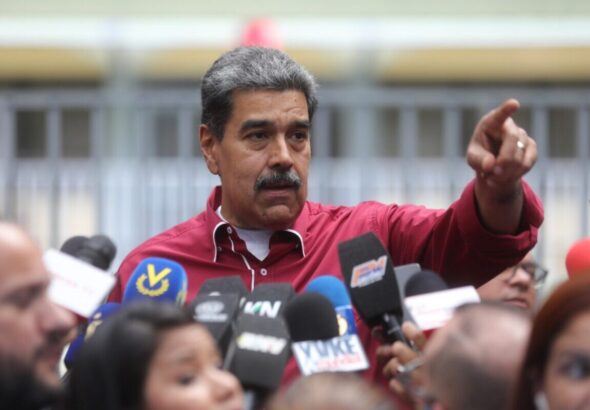 Venezuelan President Nicolas Maduro giving statements to the press after casting his vote in the parliamentary and regional elections on Sunday, May 25, 2025. Photo: Presidential Press.