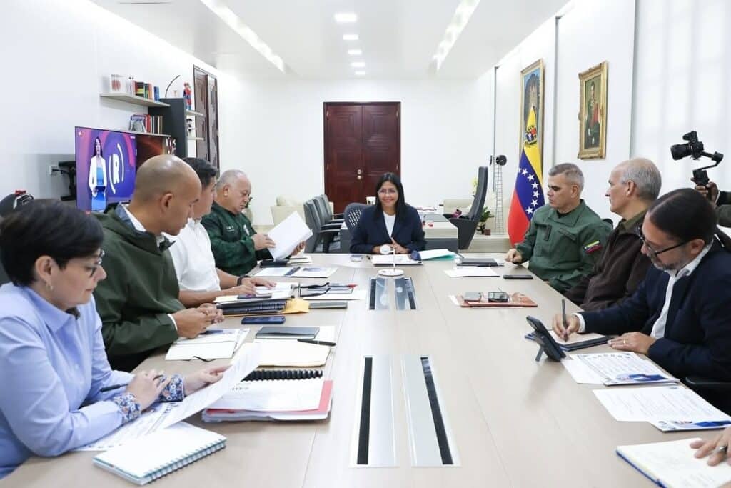 Venezuelan Vice President Delcy Rodríguez at the meeting with Venezuelan ministers, May 2, 2025. Photo: Vice Presidency of Venezuela.