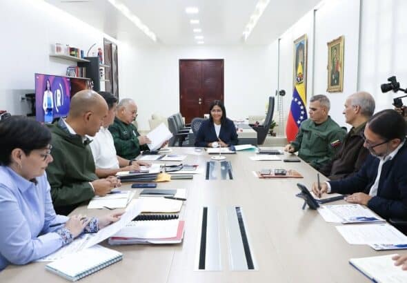 Venezuelan Vice President Delcy Rodríguez at the meeting with Venezuelan ministers, May 2, 2025. Photo: Vice Presidency of Venezuela.