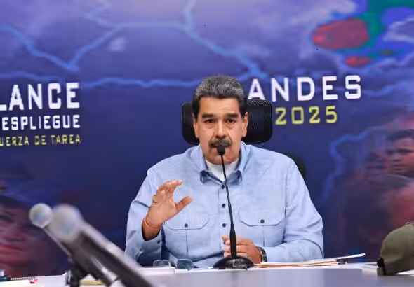 Venezuelan President Maduro briefing about the emergency respond on heavy rains in the Andean region of Venezuela, in Caracas, June 26, 2025. Photo: Presidential Press.