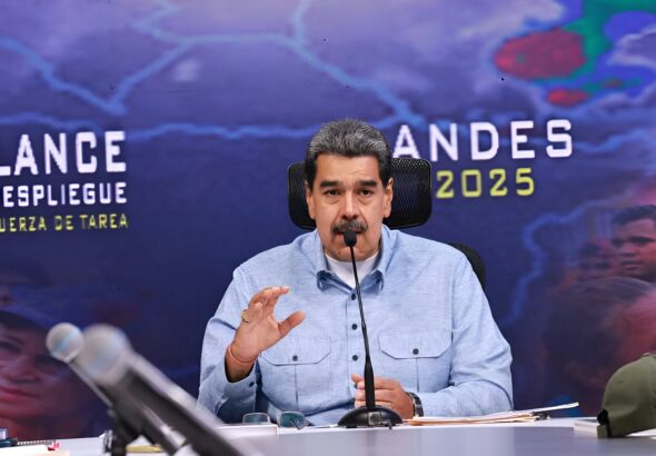 Venezuelan President Maduro briefing about the emergency respond on heavy rains in the Andean region of Venezuela, in Caracas, June 26, 2025. Photo: Presidential Press.