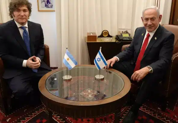 President Javier Milei meets with Benjamin Netanyahu in Jerusalem. Photo: X/@OPRArgentina.