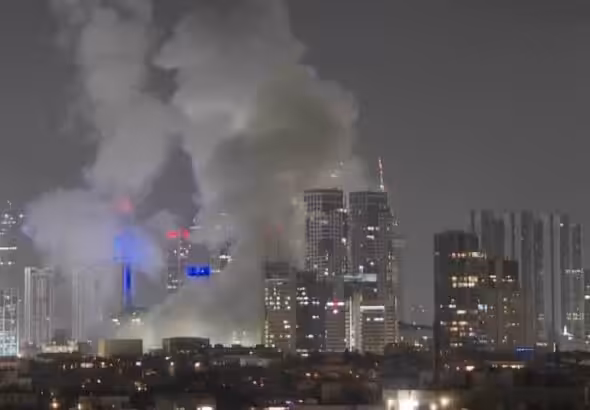 Frame grab from footage showing the immediate aftermath of Iran’s retaliatory operation following 'Israeli' attacks. Photo: PressTV.