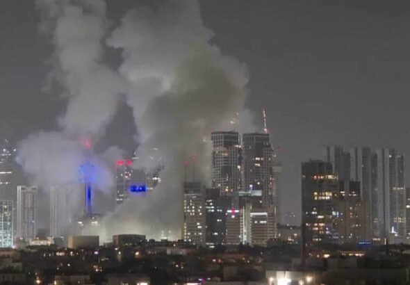 Frame grab from footage showing the immediate aftermath of Iran’s retaliatory operation following 'Israeli' attacks. Photo: PressTV.