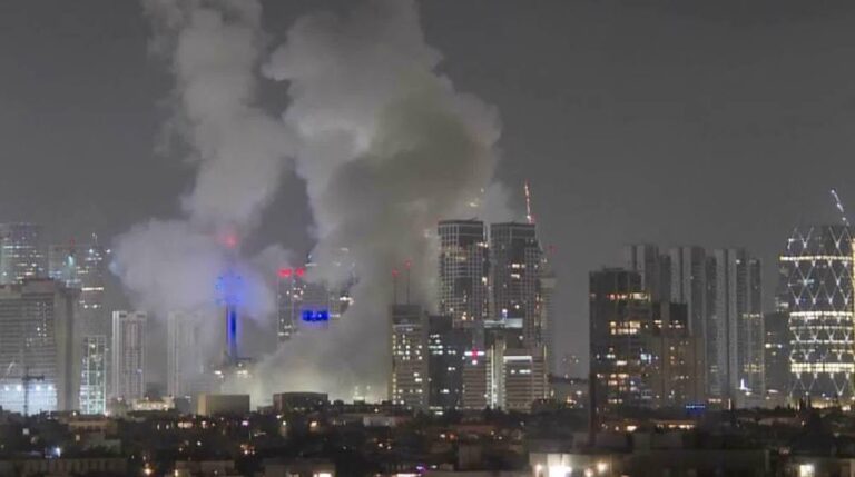 Frame grab from footage showing the immediate aftermath of Iran’s retaliatory operation following 'Israeli' attacks. Photo: PressTV.