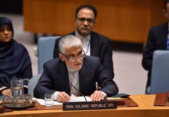 Iran’s permanent representative to the United Nations, Amir Saeid Iravani, speaking at a session of the UN Security Council in New York. Photo: PressTV/fil photo.