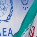 IAEA Logo (Left) and the Iranian flag (Right). Photo: Public Domain.