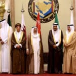 Head of states belonging to the Gulf Cooperation Council pose for a family photo during its 37th annual summit in 2017. Photo: AFP/Getty Images/file photo.