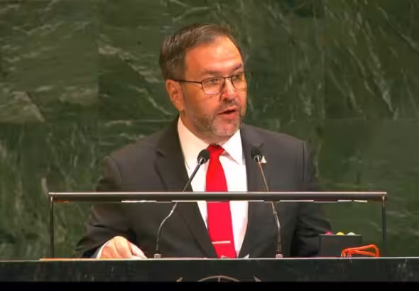 Venezuelan Foreign Minister Yván Gil during his speech at the 79th UN General Assembly in New York on June 16, 2025. Photo: AVN.