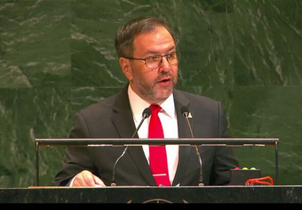 Venezuelan Foreign Minister Yván Gil during his speech at the 79th UN General Assembly in New York on June 16, 2025. Photo: AVN.