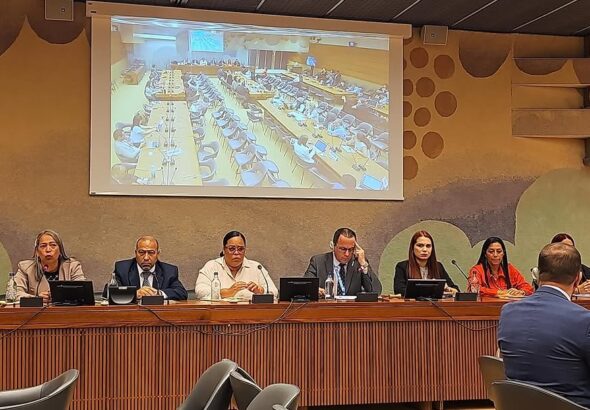 Relatives of the abducted migrants at the United Nations. Photo: Instagram/@madeleintelesur.