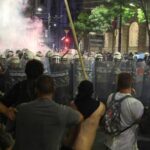 Protesters clash with police in Belgrade, Serbia, June 28, 2025. Photo: Marko Drobnjakovic/AP.