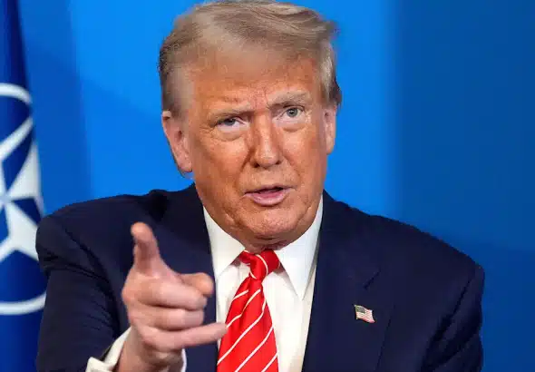 US President Donald Trump speaks during a meeting with NATO Secretary-General Mark Rutte at the NATO summit in the Hague, Netherlands, on June 25, 2025. Photo: AP.
