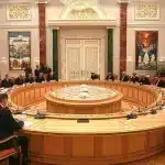 Belarusian President Aleksandr Lukashenko and Cuban President Miguel Díaz-Canel Bermúdez among their respective delegates at a meeting in Minsk, June 25, 2025. Photo: @PresidenciaCuba/X.