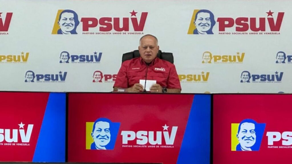 Venezuelan PSUV's Secretary General Diosdado Cabello during the party's weekly press conference on June 16, 2025. Photo: El Impulso.