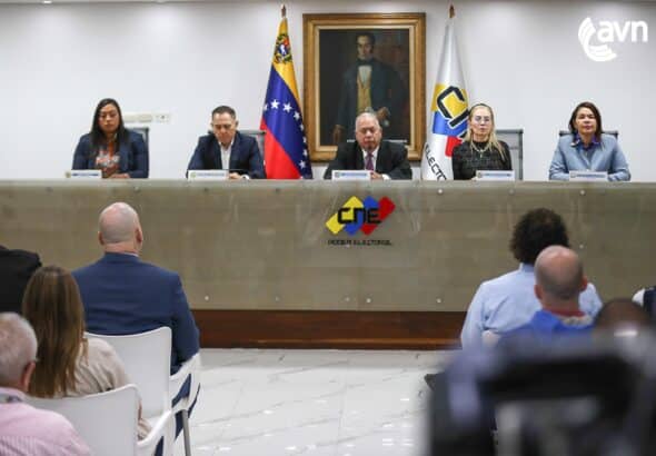 Venezuelan National Electoral Council executive board announcing the date for the municipal elections in Venezuela on Wednesday, June 4, 2025. Photo: X/@avnve.
