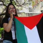 Venezuelan activist Hindu Anderi at a Palestine solidarity event in Caracas. Photo: Enrique Hernández/CiudadCCS.