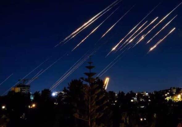 The Islamic Revolution Guards Corps’s barrage of missiles and drones on the occupied Palestinian territories on June 14, 2025. Photo: PressTV.