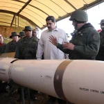 Venezuela's President Nicolás Maduro inspects a rocket as he attends a military exercise in Charallave in 2019. Photo: Presidential Press/File photo.