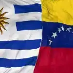 Flags of Uruguay and Venezuela. Photo: Prensa Latina.