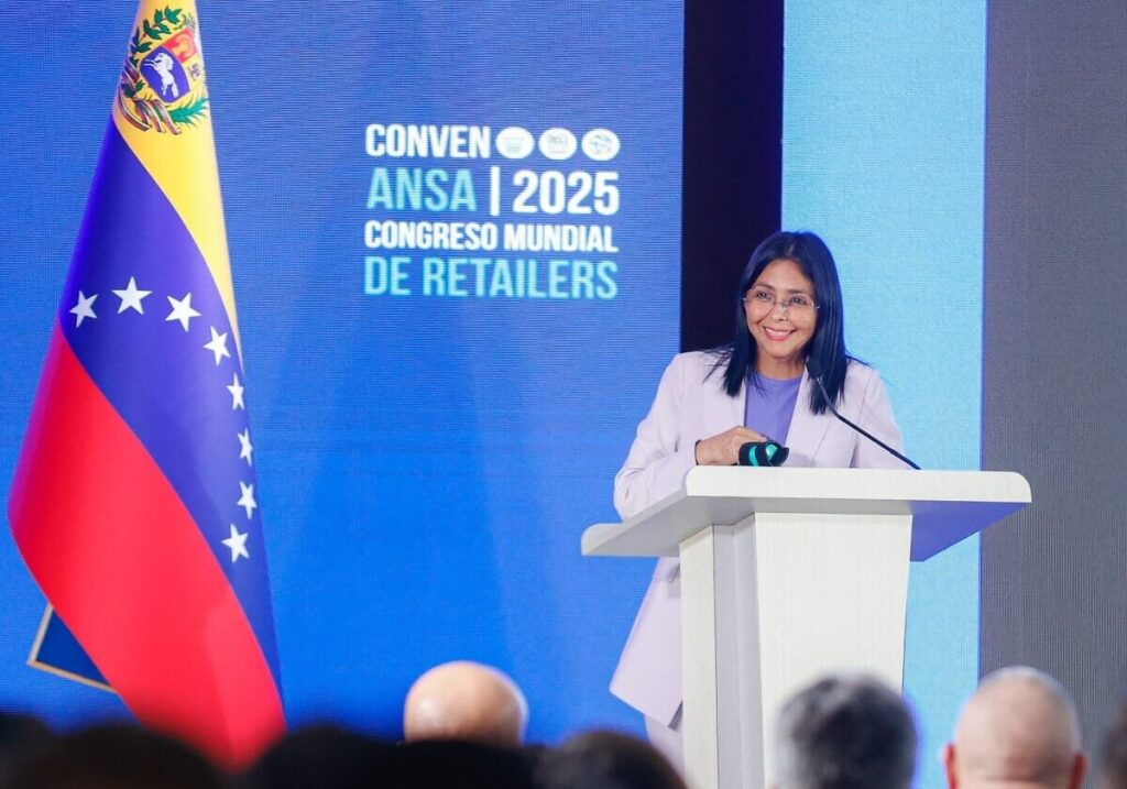 Venezuelan Vice President Delcy Rodríguez during the ANSA Congress, held in Caracas on Wednesday, June 4, 2024. Photo: Vice Presidency Press.