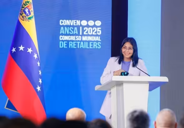 Venezuelan Vice President Delcy Rodríguez during the ANSA Congress, held in Caracas on Wednesday, June 4, 2024. Photo: Vice Presidency Press.