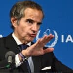 Rafael Grossi, Director General of the International Atomic Energy Agency, speaks to journalists during a press conference, shortly after the IAEA’s Board of Governors meeting at the agency's headquarters in Vienna, Austria, on June 9, 2025. Photo: AFP.