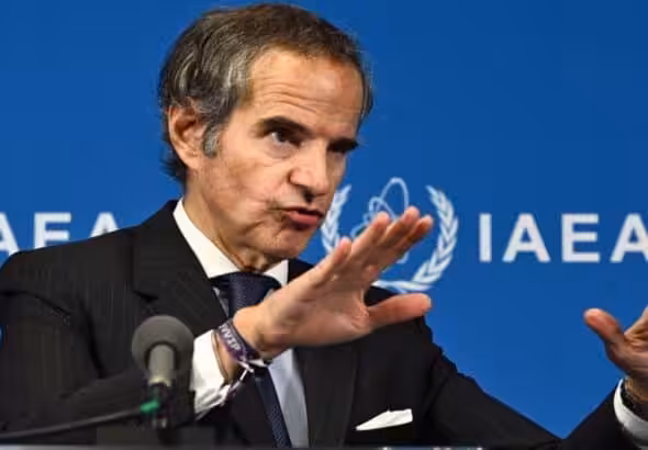 Rafael Grossi, Director General of the International Atomic Energy Agency, speaks to journalists during a press conference, shortly after the IAEA’s Board of Governors meeting at the agency's headquarters in Vienna, Austria, on June 9, 2025. Photo: AFP.
